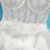 Women Mesh Diamonds Rhinestones Cake Style Big Swing Strap Bodycon Midi Dress Sexy Party Even Dresses Vestidos