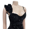 Women One Shoulder Open Back Sequined High Side Split Mermaid Maxi Dress Sexy Club Evening Party Dresses Vestidos