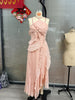Women Floral Print Pile Neck Flare Long Sleeve Long Dress Elegant Birthday Party Midi Maxi Dresses Vestidos