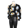 Elegant Women Button Front Floral Appliques Long Sleeve Jacket Thick Warm Winter Streetwear Outwear
