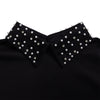Women Loose Dresses Turn Down Collar with Beading Elegant Office Ladies Occasion Female Casual Long Tulle Sleeves Gowns