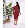Elegant Women Floral Applique Mesh Long Sleeve Knit Ribbed Sweater Dress Autumn Winter Bodycon Dresses Vestidos