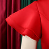 Women Short Ruffles Sleeve O-neck Ribbon Bodycon Midi Dress Street Africa OL Evening Sexy Party Dresses Vestido