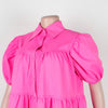 Elegant Women Puff Sleeve Single Breasted Lapel Collar Babydoll Dress Street White Big Swing Loose Smock Shirt Dresses