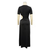 Women O-neck High Split Ruched Bodycon Midi Maxi Dress Fall Street Evening Party Club Vestidos Sexy Long Dresses