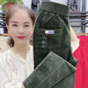 Elegant Women Streetwear Korean Casual Pant Solid Corduroy Harlan Button Pockets Pants Autumn Winter Pants Plus Size