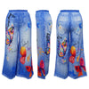 Women Fake Denim 3D floral Print Loose Wide Leg Jogger Pants Streetwear Active Hip Hop Sweatpants Trousers