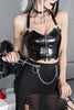 Punk Faux Leather Cropped Jacket Women Spring Streetwear Sexy Slim Fit Rivet PU Blouse Top