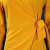 Women Lace Wrap Notched Neck Pleated Blazer Style Dress Office Lady Vintage Sexy Party Three Quarter Sleeve Dresses