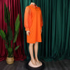 Women Loose Dresses Turn Down Collar with Beading Elegant Office Ladies Occasion Female Casual Long Tulle Sleeves Gowns
