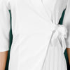 Women Lace Wrap Notched Neck Pleated Blazer Style Dress Office Lady Vintage Sexy Party Three Quarter Sleeve Dresses