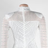 Women Mesh See Though Diamonds Rhinestones Cutout Front Long Sleeve Sexy Party Club Evening Prom Maxi Long Dress