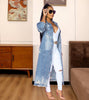 Ripped Raw Hem Button Front Longline Denim Coat Women Cardigan Breasted Holes Jackets Pockets High Street Outerwear Autumn