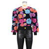 Elegant Women Button Front Floral Appliques Long Sleeve Jacket Thick Warm Winter Streetwear Outwear