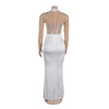 Women Long Sleeve Diamonds Rhinestones High Side Split Mermaid Midi Maxi Dress Even Sexy Party Dresses Vestidos