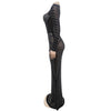 Women Mesh See Though Diamonds Rhinestones Cutout Front Long Sleeve Sexy Party Club Evening Prom Maxi Long Dress