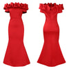 Elegant Women Long Evening Dresses Ruched Off Shoulder Slim Bodycon Mermiad White Dress Formal Party Wedding Guest Gown