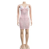 Women Rhinestones Drilling Mesh See Though Patchwork Midi Mini Dress Crystal Party Dresses Night Out Robes Vestidos
