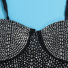 Women Mesh Diamonds Rhinestones Cake Style Big Swing Strap Bodycon Midi Dress Sexy Party Even Dresses Vestidos