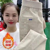 Elegant Women Streetwear Korean Casual Pant Solid Corduroy Harlan Button Pockets Pants Autumn Winter Pants Plus Size