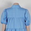 Elegant Women Puff Sleeve Single Breasted Lapel Collar Babydoll Dress Street White Big Swing Loose Smock Shirt Dresses