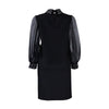 Women Loose Dresses Turn Down Collar with Beading Elegant Office Ladies Occasion Female Casual Long Tulle Sleeves Gowns