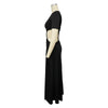 Women O-neck High Split Ruched Bodycon Midi Maxi Dress Fall Street Evening Party Club Vestidos Sexy Long Dresses