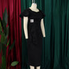 Women Short Ruffles Sleeve O-neck Ribbon Bodycon Midi Dress Street Africa OL Evening Sexy Party Dresses Vestido