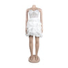 Women Mesh Diamonds Rhinestones Cake Style Big Swing Strap Bodycon Midi Dress Sexy Party Even Dresses Vestidos