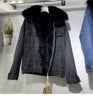Women Denim Cost Single Breasted Button Jackets Fleece Patchwork Cardigan Pockets Outerwear Casual Warm Solid Loose Fit