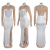 Women Long Sleeve Diamonds Rhinestones High Side Split Mermaid Midi Maxi Dress Even Sexy Party Dresses Vestidos