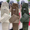 Elegant Women Streetwear Korean Casual Pant Solid Corduroy Harlan Button Pockets Pants Autumn Winter Pants Plus Size