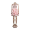Women Mesh Diamonds Rhinestones Cake Style Big Swing Strap Bodycon Midi Dress Sexy Party Even Dresses Vestidos