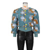 Elegant Women Button Front Floral Appliques Long Sleeve Jacket Thick Warm Winter Streetwear Outwear