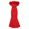 Elegant Women Long Evening Dresses Ruched Off Shoulder Slim Bodycon Mermiad White Dress Formal Party Wedding Guest Gown