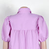 Elegant Women Puff Sleeve Single Breasted Lapel Collar Babydoll Dress Street White Big Swing Loose Smock Shirt Dresses