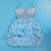 Women Mesh Diamonds Rhinestones Cake Style Big Swing Strap Bodycon Midi Dress Sexy Party Even Dresses Vestidos