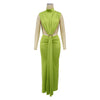 Women O-neck High Split Ruched Stacked Bodycon Midi Maxi Dress Evening Party Club Vestidos Sexy Chic Long Dresses