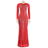 Women Mesh Patchwork Diamonds Rhinestones Bodycon Midi Mermaid Maxi Dress Evening Sexy Party Dresses Vestidos