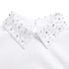 Women Loose Dresses Turn Down Collar with Beading Elegant Office Ladies Occasion Female Casual Long Tulle Sleeves Gowns