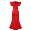 Elegant Women Long Evening Dresses Ruched Off Shoulder Slim Bodycon Mermiad White Dress Formal Party Wedding Guest Gown