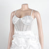 Women Mesh Diamonds Rhinestones Cake Style Big Swing Strap Bodycon Midi Dress Sexy Party Even Dresses Vestidos