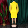 Women Loose Dresses Turn Down Collar with Beading Elegant Office Ladies Occasion Female Casual Long Tulle Sleeves Gowns