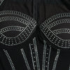Women Mesh See Though Diamonds Rhinestones Cutout Front Long Sleeve Sexy Party Club Evening Prom Maxi Long Dress