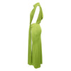 Women O-neck High Split Ruched Stacked Bodycon Midi Maxi Dress Evening Party Club Vestidos Sexy Chic Long Dresses