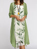 Europe and the United States autumn women's long dress two-piece set of floral print round neck suit petticoat
