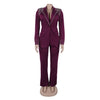 Pearl Splicing Women's Set Long Sleeve Blazer and Wide Leg Pants Suit Winter OL Fall Two 2 Piece Set Outfit