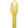 Women High Neck Cutout Back Stacked Ruched Bodycon Midi Maxi Dress Street Sexy Party Education Long Dresses Vestido