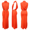 Women O-neck High Split Ruched Stacked Bodycon Midi Maxi Dress Evening Party Club Vestidos Sexy Chic Long Dresses