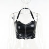 Punk Faux Leather Cropped Jacket Women Spring Streetwear Sexy Slim Fit Rivet PU Blouse Top